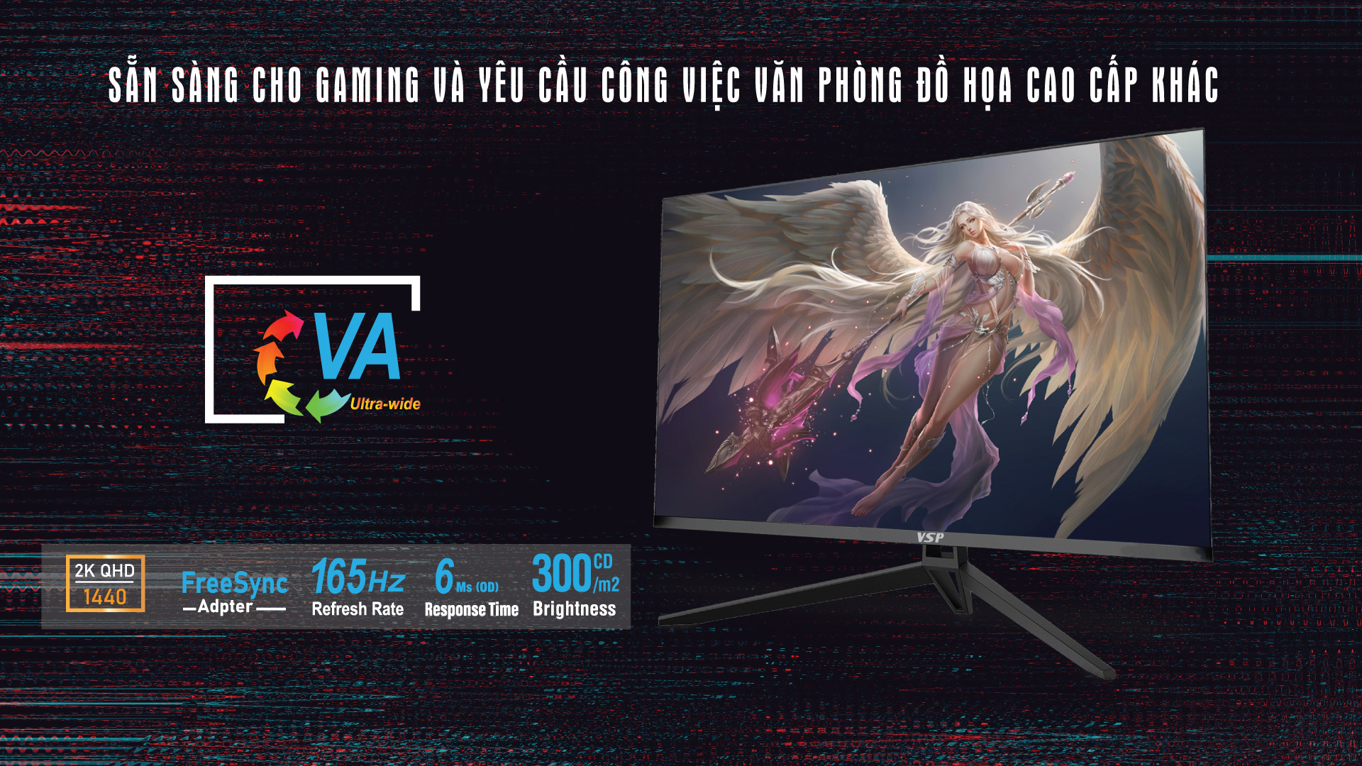 MÀN HÌNH GAMING VSP VG274Q-2K-165HZ